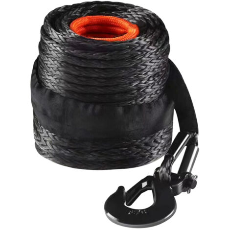 Mophorn Cavo sintetico per verricello,1/2 pollice x 28,0 m,32.000 libbre di cavo sintetico con guaina protettiva+gancio forgiato+cinghia di trazione,misura universale per SUV, grandi veicoli，camion