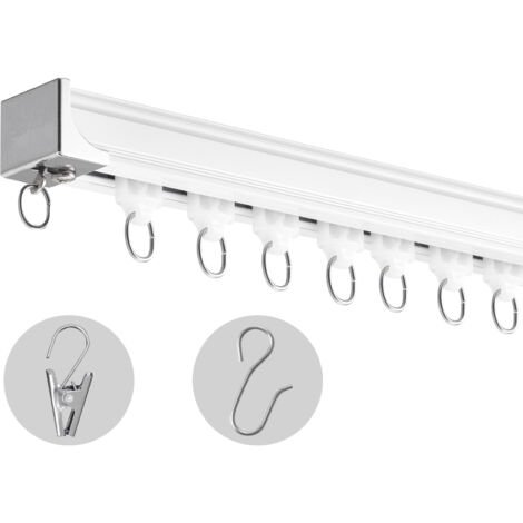 Mophorn 17,7 FT - Set di binari per tende da soffitto, sistema di binari per tende scorrevoli per divisorio di stanze, montaggio a soffitto/parete con ganci e ferramenta, per soggiorno/camera da letto (1/5)
