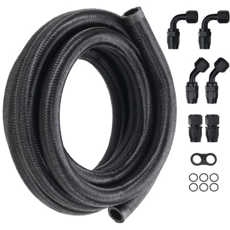 RETYLY Tubo intrecciato in nylon e acciaio inossidabile AN10 10 AN da 3 metri + kit adattatore per raccordi per estremità tubo AN10 di tubo olio/ carburante/acqua
