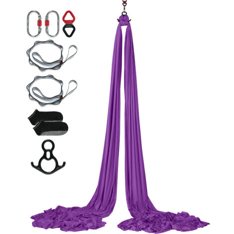 Mophorn Tessuto aereo e yoga swing, 8,7 iarde, kit amaca per yoga aereo con tessuto in nylon da 100 g/m², hardware di rigging completo e guida di facile installazione, volo antigravità per tutti i
