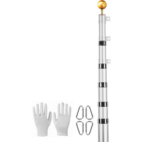 Asta Bandiera Telescopica VEVOR 6096mm - Lega Alluminio, 5 Sezioni, Per Esterni, Con Accessori, Nero - Foto 8