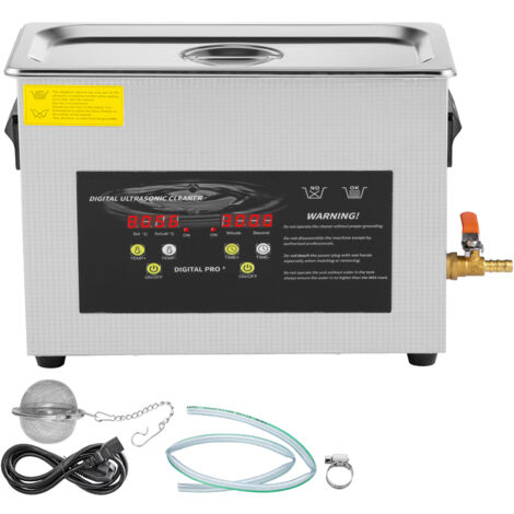 Mophorn Pulitore a Ultrasuoni Aggiornato 6 L (Riscaldatore da 200 W Ultrasuoni da 180 W) Pulitore di Parti a Ultrasuoni da Laboratorio Digitale con Temporizzatore per Pulizia di Strumenti di Gioielli