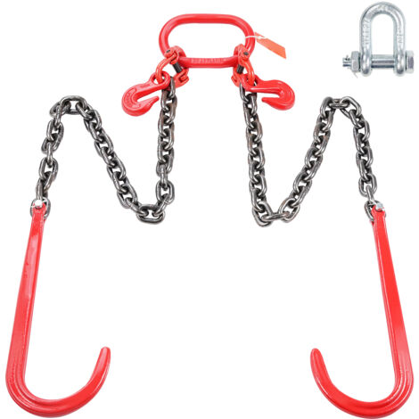 Mophorn Catena da traino con gancio J, capacita di carico 7074kg, catena con flangia a V per rimorchio G80 con gancio di presa, 10 mm x 90 cm, per recupero, trasporto, carro attrezzi, camion a pianale (1/5)