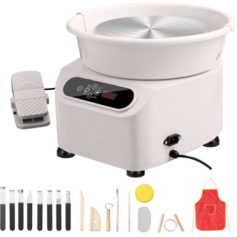 Ruota for ceramica elettrica da 25 cm con leva regolabile, kit for modellare l'argilla fai-da-te da 350 W for adulti e bambini, tornio motorizzato reversibile, macchina for formare ceramica con set di