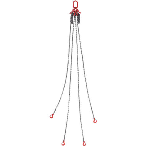 Mophorn Imbracatura a catena di sollevamento a 4 gambe con ganci e regolatori, 10mm x 300cm, capacita di carico 8344kg, grado 80, per carrello elevatore, paranco a motore, banchina, cantiere, fabbrica