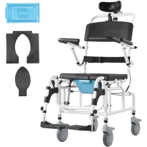 Mophorn Sedia a Rotelle per Doccia, Bagno per Adulti Disabili, Sedia in Alluminio per Doccia Rotolante Regolabile con Freno Sedia da Trasporto per Comoda da Doccia Capacita 136 kg Larghezza 440 mm