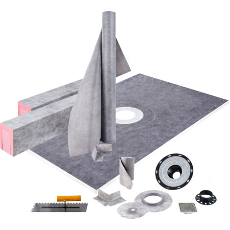 Mophorn Kit per Cordolo Doccia 1219 x 1828,8 mm Rivestimento per Cordolo Doccia a Tenuta Stagna, con Flangia di Collegamento Centrale 10 cm Griglia in Acciaio Inossidabile 10 cm per La Vasca da Bagno (1/5)