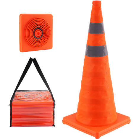 Mophorn Cono Traffico Riflettente 4 Pezzi 70 cm Piedistallo da Cantiere Pieghevole Portatile, Set di Cono di Sicurezza con Borsa da Trasporto per Demarcazione Parcheggio di Emergenza Parcheggio Strada