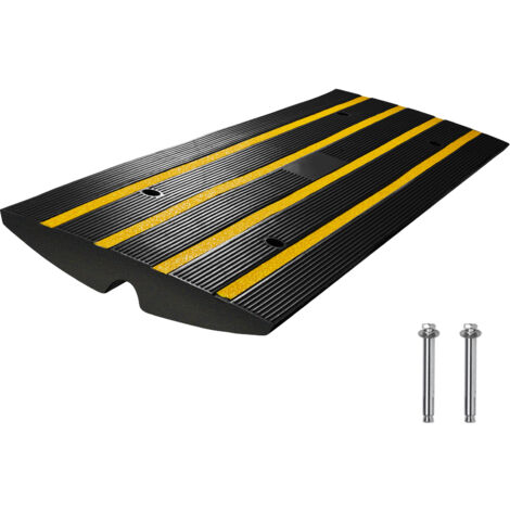 Mophorn Rampa per Soglia in Gomma Altezza 6,5cm Capacita Carico Max. 15 Tonnellate per Veicoli, Rampa per Soglia Superficie Antiscivolo con Canale per Cavi, Rampa Soglia Antiscivolo per Salita Facile