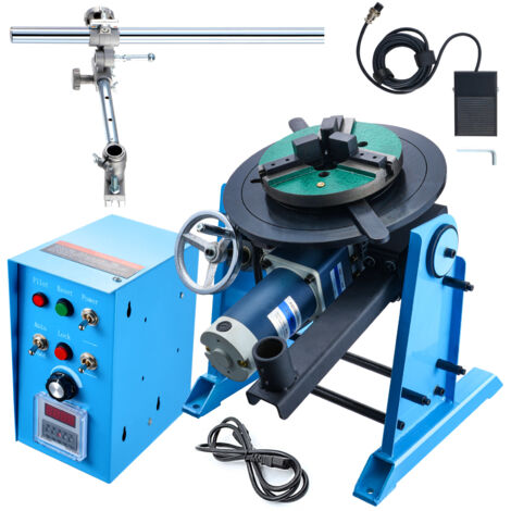 Mophorn Posizionatore Rotante per Saldatura 50kg, Tavola Girevole per Posizionamento 0-90° 0,5-6RPM 120W, Mandrino per Tornio 12,4 Pollici Supporto Torcia Saldatura per Taglio, Rettifica, Assemblaggio