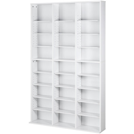 Mophorn Armadietto Portaoggetti Multimediale, Ripiano per DVD 9 Strati, Contenere Fino a 756 CD, Ripiani CD Regolabili 27 Scomparti, Protegge Organizza Collezioni Musica Film Videogiochi Cimeli Bianco