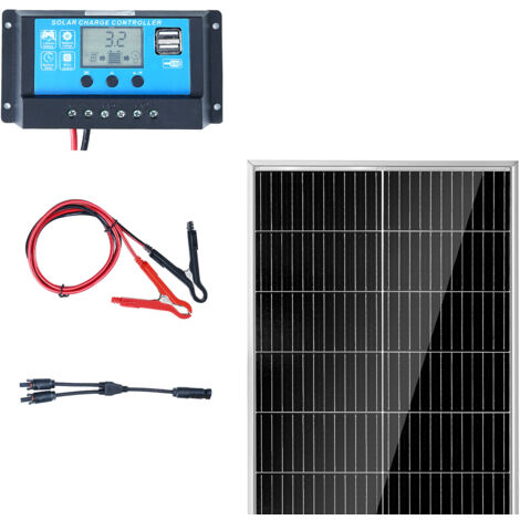 Mophorn Kit Pannello Solare Monocristallino 100 W con Regolatore di Carica, Kit di Pannello Fotovoltaico Monocristallino 12 V Impermeabile IP68 per Casa, Camper, Barca, Off-Grid, Pannelli Fotovoltaici