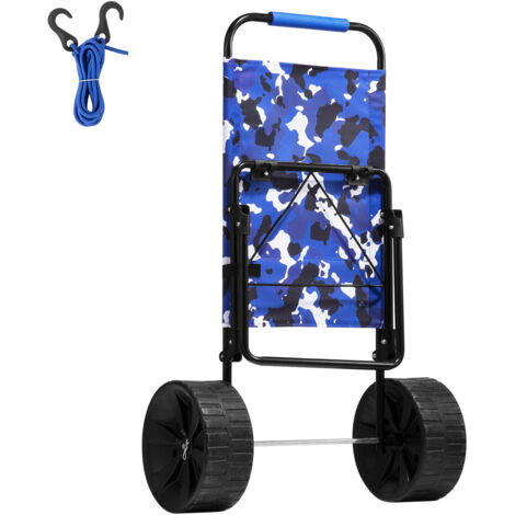 Mophorn Carrello da Spiaggia con Ruote Grandi Per Sabbia, Vassoio di Carico 380 x 386 mm, Carrello Da Trasporto Pieghevole Ruote PE Piene 254 mm, Per picnic, Campeggio, Spiaggia, Pesca, Carico 31 kg