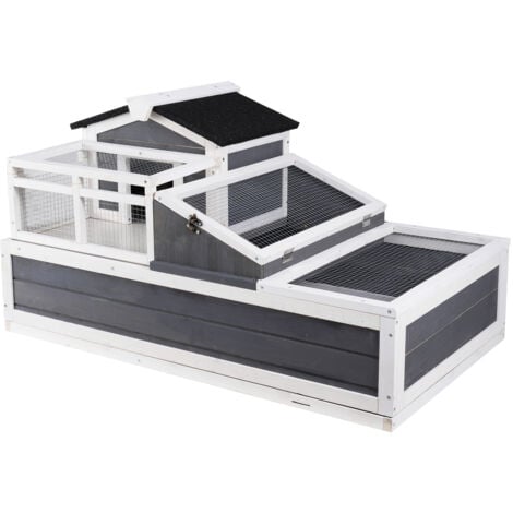Mophorn Alloggio per Tartarughe, Habitat a 3 Scomparti con Ponte Rialzato,Recinto per Rettili in Legno a Due Livelli, Interno/Esterno, con Rampa, Vassoio, Tetto incernierato, Spazioso 44" x 25,6" x 24
