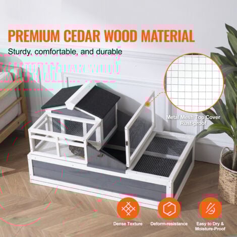 Mophorn Alloggio per Tartarughe, Habitat a 3 Scomparti con Ponte Rialzato,Recinto per Rettili in Legno a Due Livelli, Interno/Esterno, con Rampa, Vassoio, Tetto incernierato, Spazioso 44" x 25,6" x 24