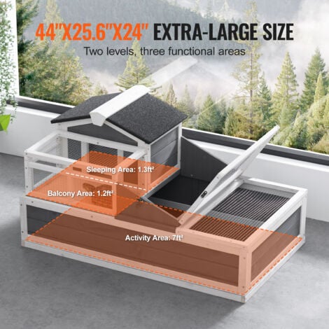 Mophorn Alloggio per Tartarughe, Habitat a 3 Scomparti con Ponte Rialzato,Recinto per Rettili in Legno a Due Livelli, Interno/Esterno, con Rampa, Vassoio, Tetto incernierato, Spazioso 44" x 25,6" x 24