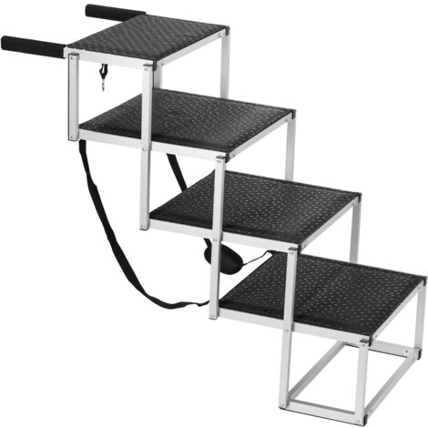 Mophorn Scala Gradini Larghi per Auto per Cani 4 Gradini, Rampa Pieghevole con Superficie Antiscivolo, Animali Domestici Gradini Portatili in Alluminio Leggero per SUV e Camion, Supporta Fino a 113 KG
