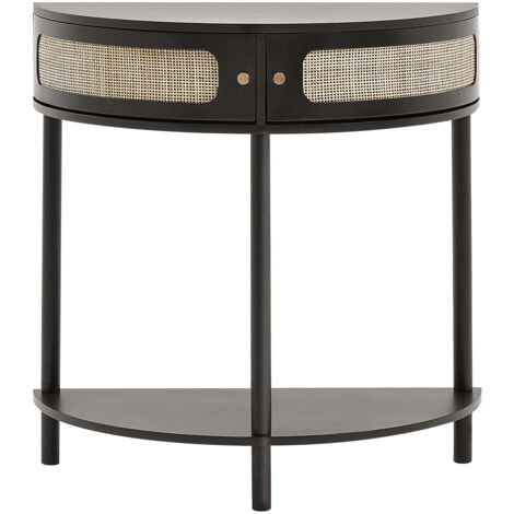 VEVOR Tavolo Consolle in Rattan con 2 Cassetti Portaoggetti, Tavolo Ingresso con Porta Scorrevole in Rattan Naturale, Tavolo Consolle Divano per Soggiorno, Studio, Ingresso o Parete TV, Naturale