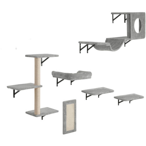 Mophorn Mensole da Parete per Gatti Set 6, Posatoi Montati a Parete per Gatti con Trampolini, Amaca,Divano, Albero per Gatti, Set di Mobili da Parete per Gatti Fino a 18.14kg per Dormire, Arrampicarsi (1/5)