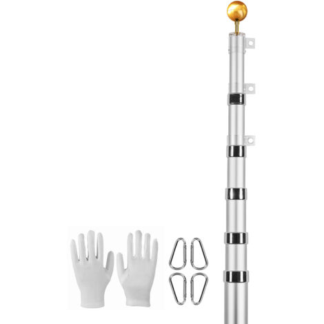 Kit Bandiera Sezionale Da 6,5m In Alluminio Con Sfera Dorata E Bandiera USA 3x5