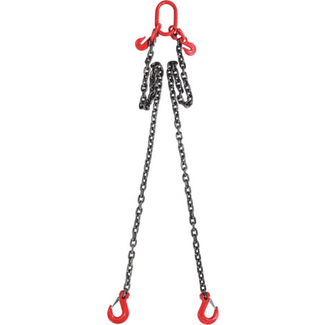 Mophorn Imbracatura a catena di sollevamento a 2 bracci con ganci e regolatori, 10mm x 180cm, capacita di carico 5000kg, grado 80, per carrello elevatore, paranco a motore,banchina, cantiere, fabbrica