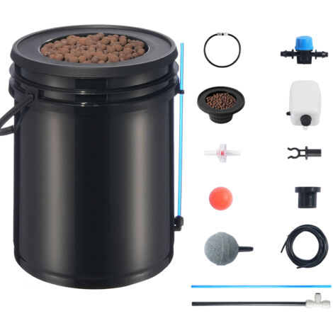 Mophorn Sistema di Coltivazione Idroponica DWC Kit Coltura in Acqua Profonda da 20 Litri, 1 Secchio, Pompa ad Aria, Pietre porose, Dispositivo di Livello dellAcqua, per Verdure a Foglia, Fiori