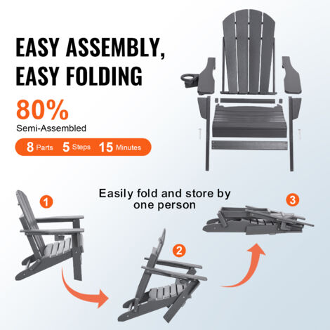 Mophorn Sedie Adirondack in plastica Set di Sedie da giardino pieghevoli  portatili resistenti alle intemperie Sedia Adirondack da giardino per