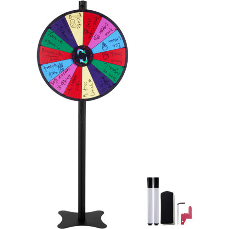 Ruota Della Fortuna Personalizzabile 30cm - 14 Slot Scrivibili Con Pennarello E Gomma - Base In Ferro - Gioco Per Feste, Fiere, Pub E Carnevale