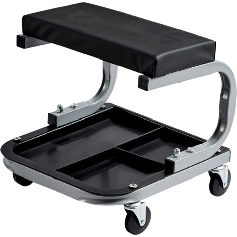 Mophorn Sgabello da Meccanico per Riparazione Manutenzione da Garage Officina per Auto Veicoli Ruote Girevoli Capacitò Carico da 113kg,Sgabello con Portautensili 36 x 36 x 36 cm Seduta in Materiale PU