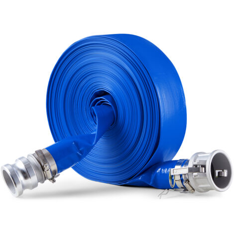Mophorn Tubo di lavaggio, 2 pollici x 100 piedi, PVC blu con morsetti, Blocco a camma, raccordi in alluminio, adatto a varie pompe, per trattamento delle acque reflue e agricoltura