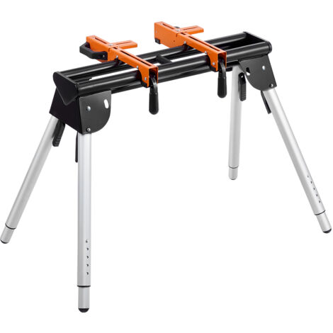 Mophorn Supporto per sega troncatrice, capacità di carico di 330 libbre, supporto pieghevole in acciaio con staffe e morsetti monoblocco, altezza regolabile da 29,1" a 32,9"