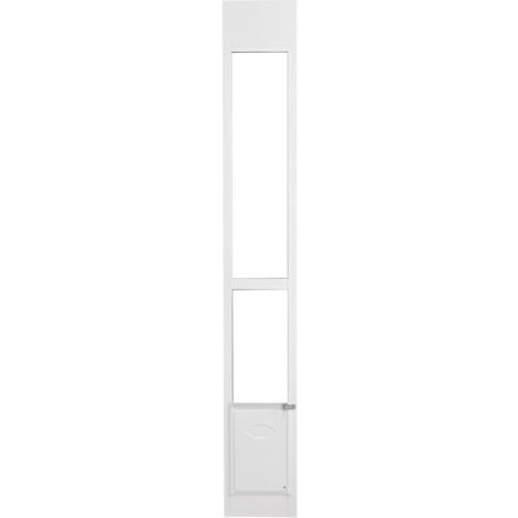 Mophorn Porta per cani per porte scorrevoli in vetro, altezza regolabile da 75 7/8" a 80 11/16" per porte scorrevoli, porta per animali domestici in vetro temperato con struttura in alluminio.