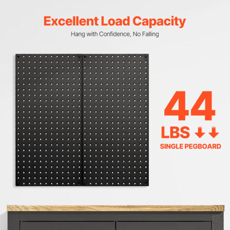 Mophorn Pannelli forati in metallo 24" x 12", 2 pannelli in acciaio resistente, organizer da parete per garage, ufficio, cucina, nero