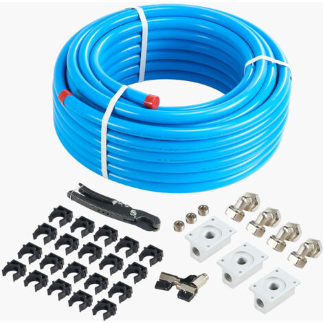 Mophorn Kit linea compressore aria, sistema di tubazioni aria compressa in alluminio HDPE da 100 piedi x 3/4", a prova di perdite, resistente alla pressione e facile da installare, blu