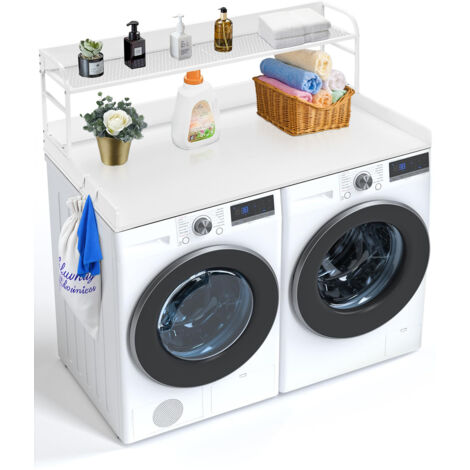 Mophorn Lavatrice Asciugatrice da Banco, 54x27 pollici con Ripiano a 2 Livelli con Cuscinetti Antiscivolo e Copertura per Lavanderia Resistente all'Acqua (1/5)