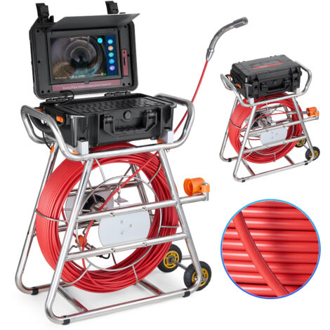 Mophorn Telecamera per fognatura, con una lunghezza di 328 piedi/100 m, telecamera per scarichi autolivellante dotata di touchscreen da 10,1