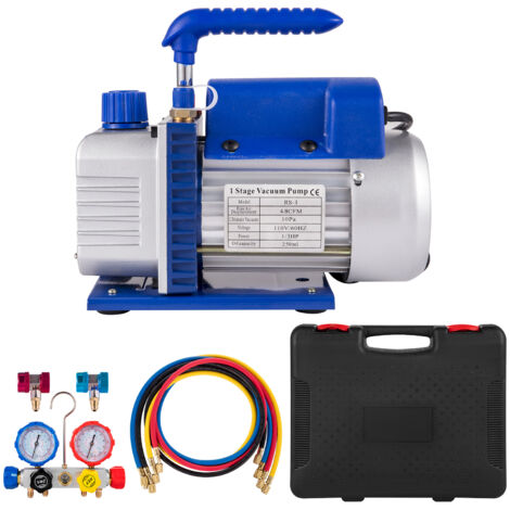 Mophorn AC 4.8 CFM 5PA HVAC Pompa per vuoto Collettore manometro Confezione in scatola, 1440 giri/min, 1/3 HP, AC230V, 50Hz, adatto per aria condizionata domestica