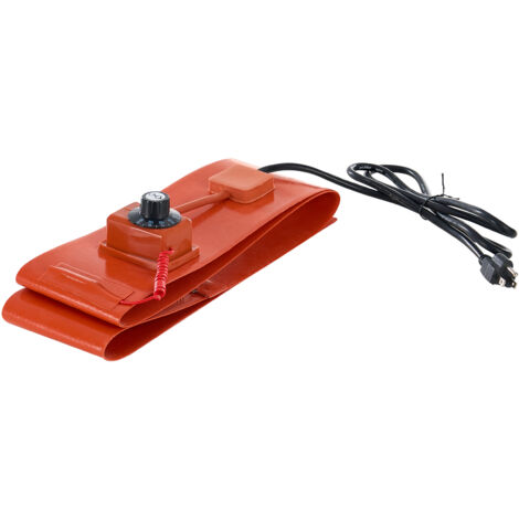 Mophorn Riscaldatore per fusti in metallo 1200 W per fusti da 55 galloni, Larghezza 125 mm, Termostato regolabile 30°C-150°C, Cintura riscaldante per fusti per grasso al silicone, Arancione (1/5)