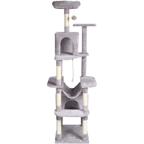 Torre Tiragraffi Per Gatti Regolabile Fino A 300cm - Albero Per Interni Con Cuccia, Piattaforme E Corda | Beige - Foto 11