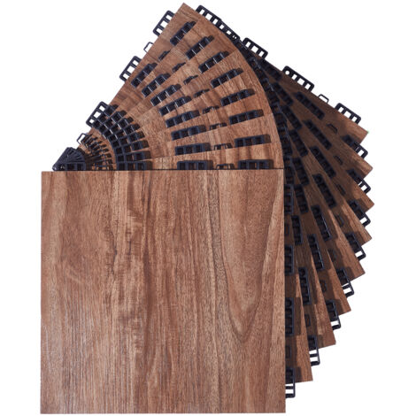 Mophorn Piastrelle per pavimento da ballo 12,4 x 12,4 pollici, 9 pezzi ad incastro, portatili con base ammortizzata (effetto legno di quercia, 9 piedi quadrati/scatola)