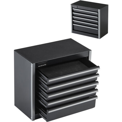 Mophorn Cassetta degli attrezzi in metallo - 8,6 pollici portatile con 5 cassetti, acciaio resistente, rivestimenti in EVA, piedini in PP, apertura con cuscinetti a sfera, nero