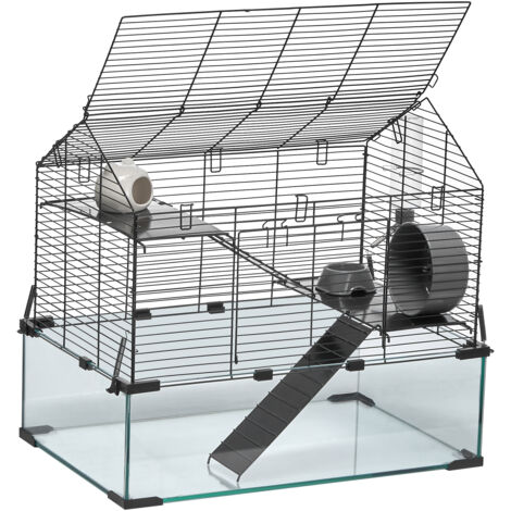 Mophorn Gabbia per criceti, habitat per criceti con visione trasparente a 360°, 22,8 x 15 x 21,3 pollici, gabbia ventilata per piccoli animali con bottiglia d'acqua per ratti, porcellini d'India