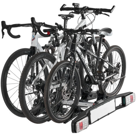 Mophorn Portabici, portabici pieghevole e bloccabile, adatto per ricevitori da 5 cm, trasporta 3 bici con luce posteriore, capacità 65 kg