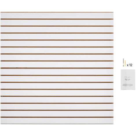 Mophorn Pannelli per pareti in doghe , 4 x 4 piedi MDF per garage, design modulare, pannello bianco regolabile con struttura di accoppiamento per stoccaggio ed esposizione (1/5)