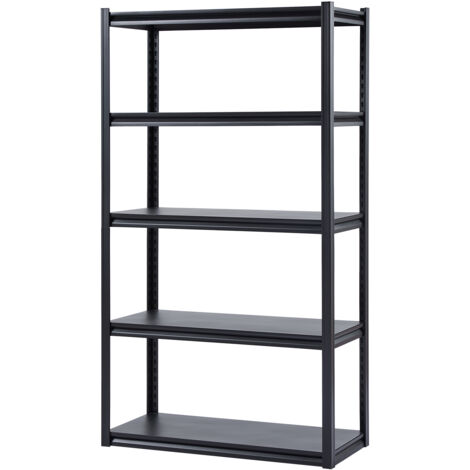 Mophorn 5 - Scaffali per garage - Capacità 2000 libbre, 18" P x 40" W x 72" H Scaffali in metallo regolabili. Perfetti per cucina, magazzino, seminterrato - in nero lucido