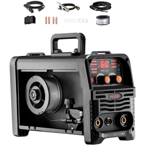 Mophorn Saldatrice MIG - Soluzione di saldatura versatile da 130 Amp. Questa macchina portatile 3 in 1 offre saldatura Flux Core MIG, Stick e Lift TIG. Presenta tecnologia inverter IGBT