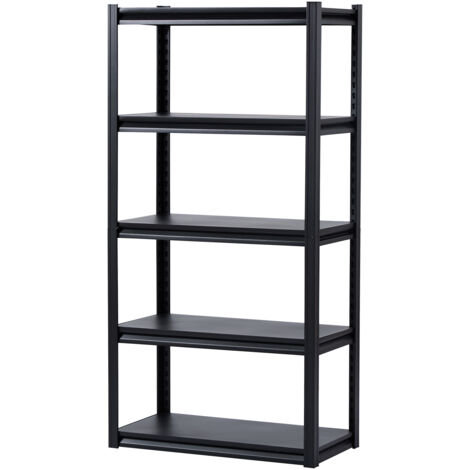 Mophorn Scaffali portaoggetti, capacità 2000 libbre, scaffalature per garage a 5 livelli, 16" P x 32" W x 63" H Ripiani in metallo regolabili per garage, cucina, magazzino, seminterrato, nero