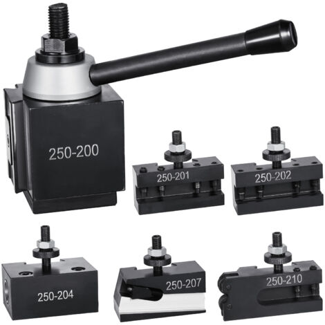 Mophorn Set di portautensili a cambio rapido , 6 pezzi, tipo a cuneo con portautensili per tornio, accessori per utensili da tornio per mini e torni per metallo da 10"-15", acciaio resistente (1/5)