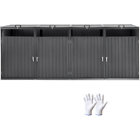 Mophorn Trash Can Storage, 4 x 52,79 Gal, capannone per bidoni da esterno, armadietto impermeabile con serratura in acciaio zincato per giardino, cortile, uso in patio (1/5)