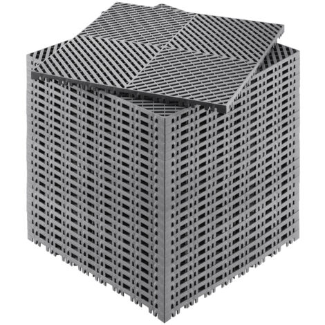 Mophorn Tappetino di drenaggio ad incastro, cuscino modulare da 15,7" x 15,7", 24 pezzi di piastrelle per pavimenti in PP grigio antiscivolo per garage, giardino, cucina e uso esterno